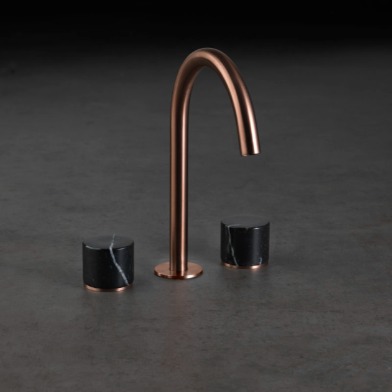 Acquaco - Linki Marble faucet in rose gold with marble handles