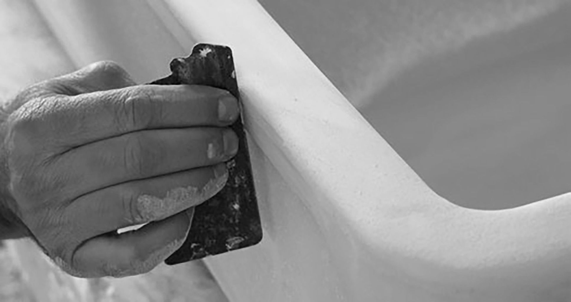 Detail of hand-finishing a Chambord fireclay sink edge
