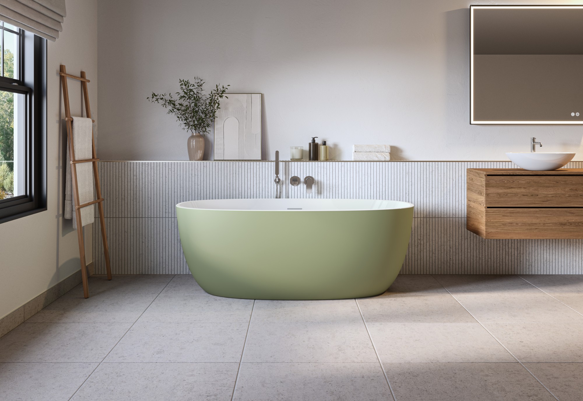Fleurco sage green oval freestanding tub